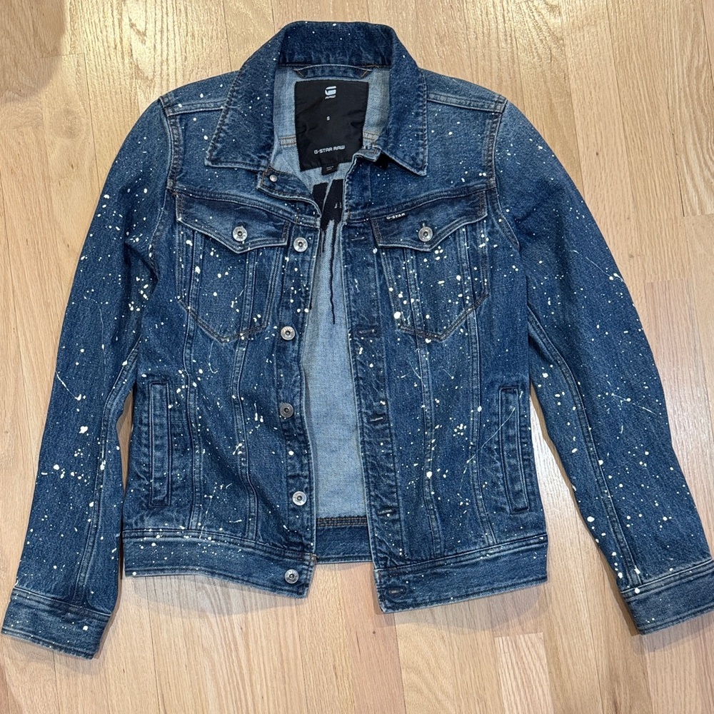 G-Star Raw Blue Denim Jacket with White Accents